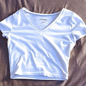 White V Neck Crop Top